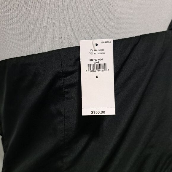 Banana Republic One Shoulder Romantic Goth Casual Midi Dress Size 6 Black NWT - Picture 11 of 14